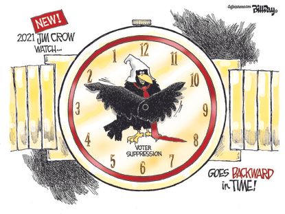 Editorial Cartoon U.S. jim crow georgia voting law