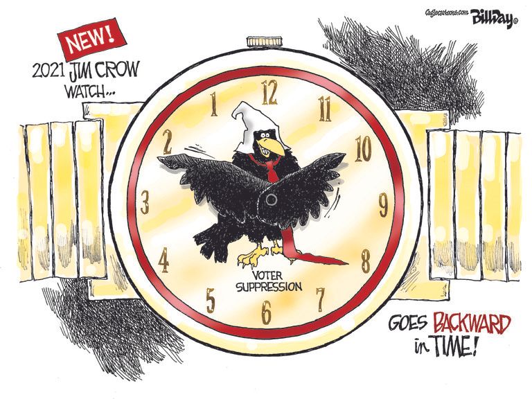 Editorial Cartoon U.S. jim crow georgia voting law