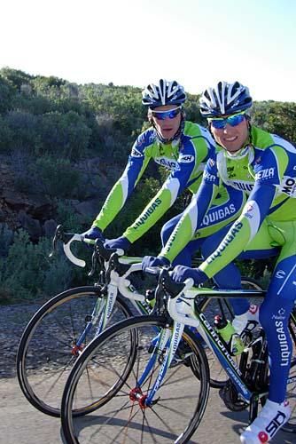 Roman Kreuziger and Valerio Agnoli looked happy enough in a bit of Valencian sunshine.