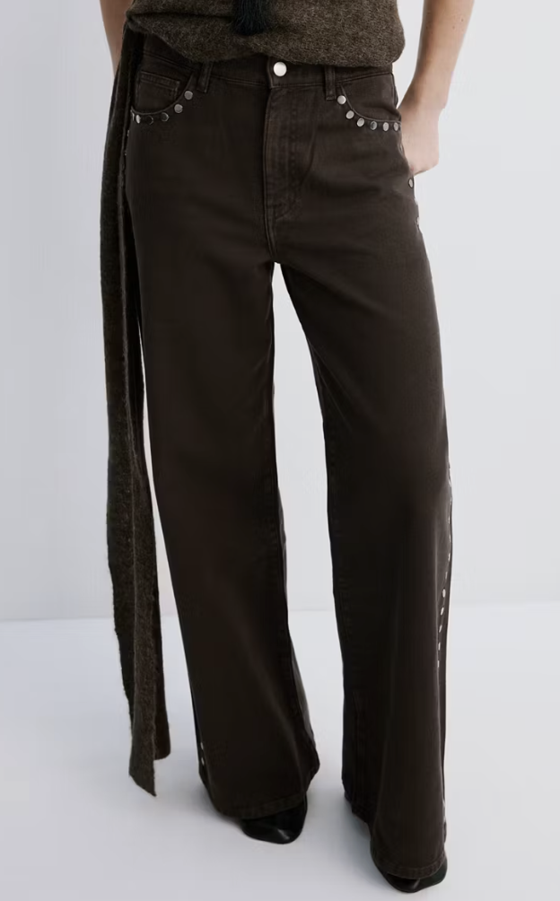 Mango, Wide Leg Studded Jeans (Were $139.99)