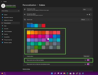 An image of Windows 11 personalization dark mode colors