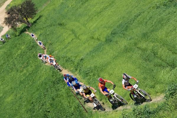 Later in the race the field was strung out...