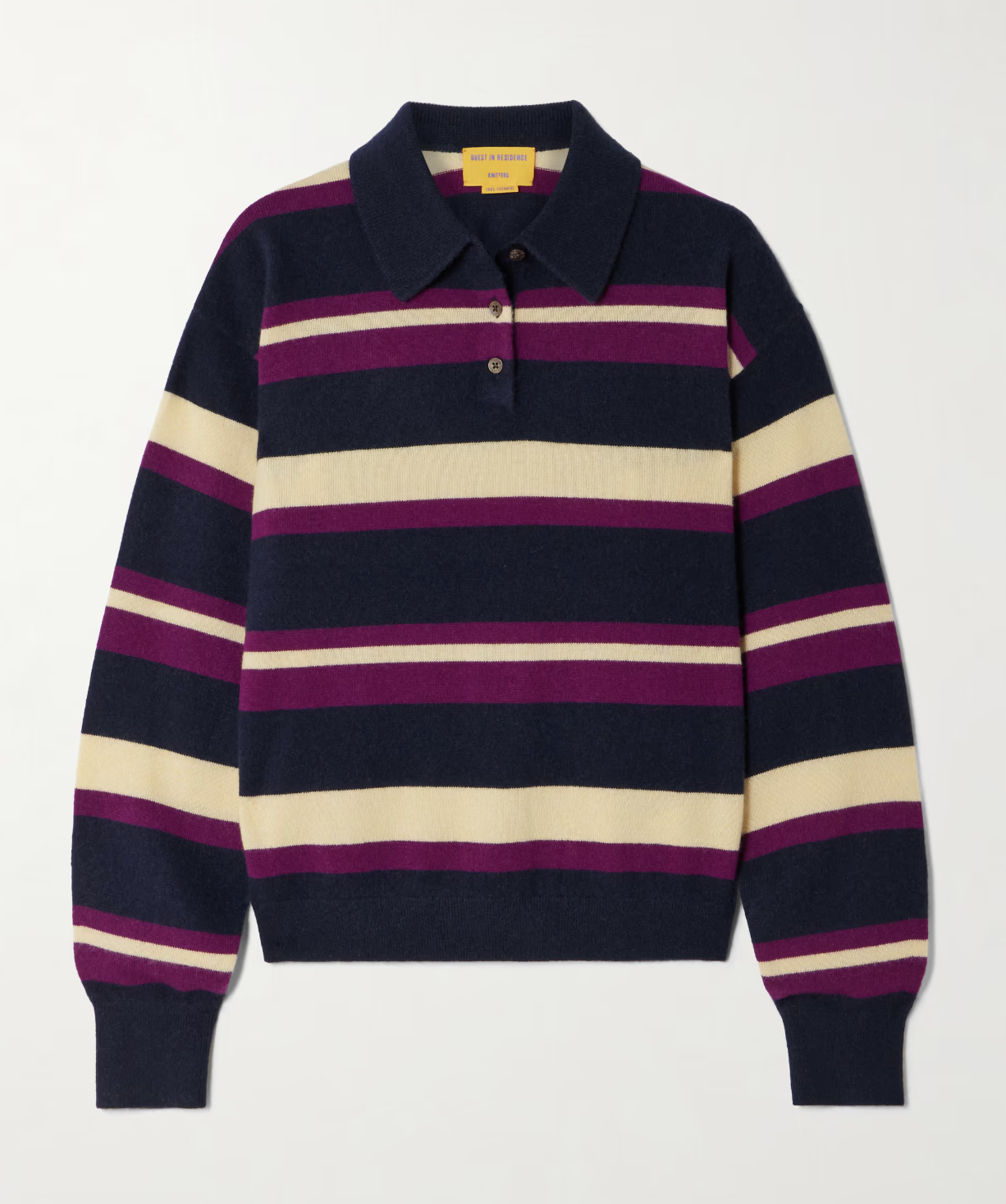 Guest-In-Residence, Striped cashmere polo sweater