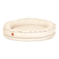 round cream linen baby nest play mat with raised side