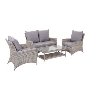 A rattan outdoor lounge set