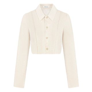 Maniere de Voir Linen Pintuck Cropped Shirt