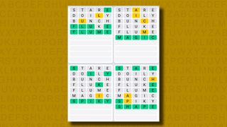 Quordle Daily Sequence answers for game 898 on a yellow background
