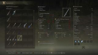Elden Ring Moonveil weapon stats screen