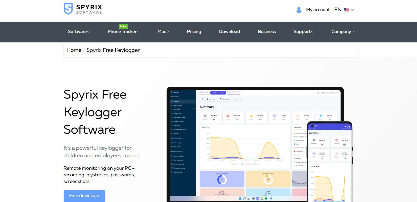 Spyrix Free Keylogger parental control app review