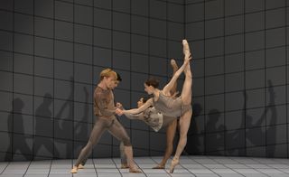 Two male and two female ballet dancers on stage