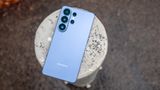 The back of the blue Samsung Galaxy S26 Ultra