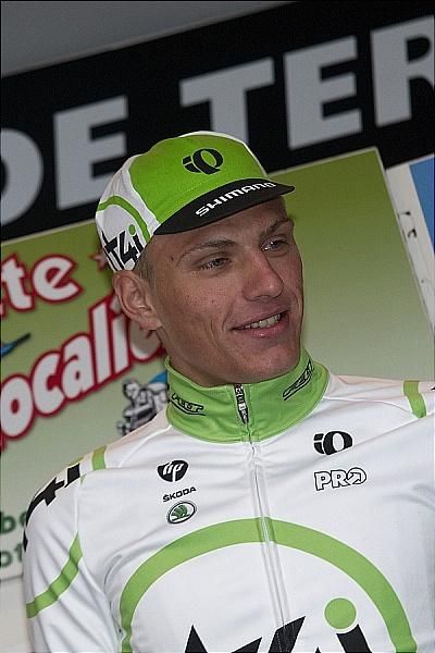 Marcel Kittel (Project 1t4i) on the podium at Etoile de Besseges