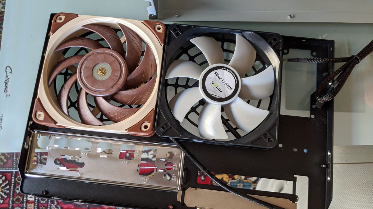 I put the powerful Noctua NF-A12 to blow against my two new 8TB HDDs, which some Redditors have said run on the hotter side.