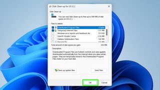 Screenshot showing methods of speeding up computer - Windows Disk Cleanup