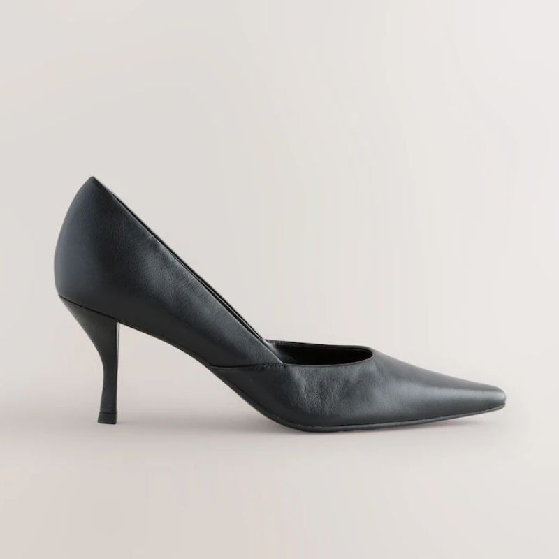 Black Forever Comfort&amp;reg; Leather Pointed Toe Heeled Court Shoes cut out