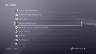 Screenshot PS4 account management