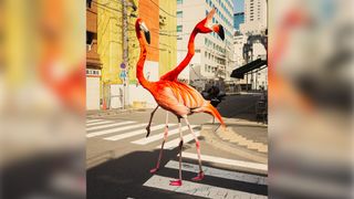 Art of Seeing - Tokyo flamingoes created with AI