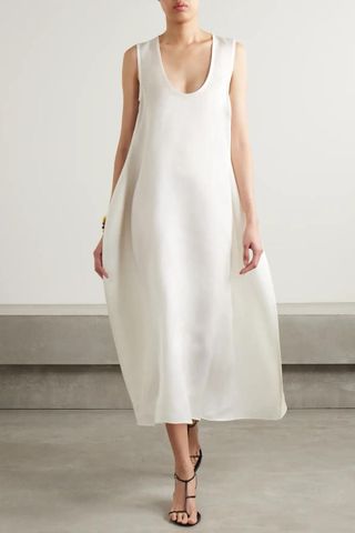 Khaite Coli silk-organza midi dress in White