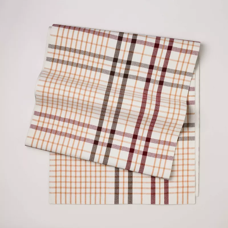 Fall Plaid Oversized Runner Burgundy/brown - Hearth & Hand™ With Magnolia