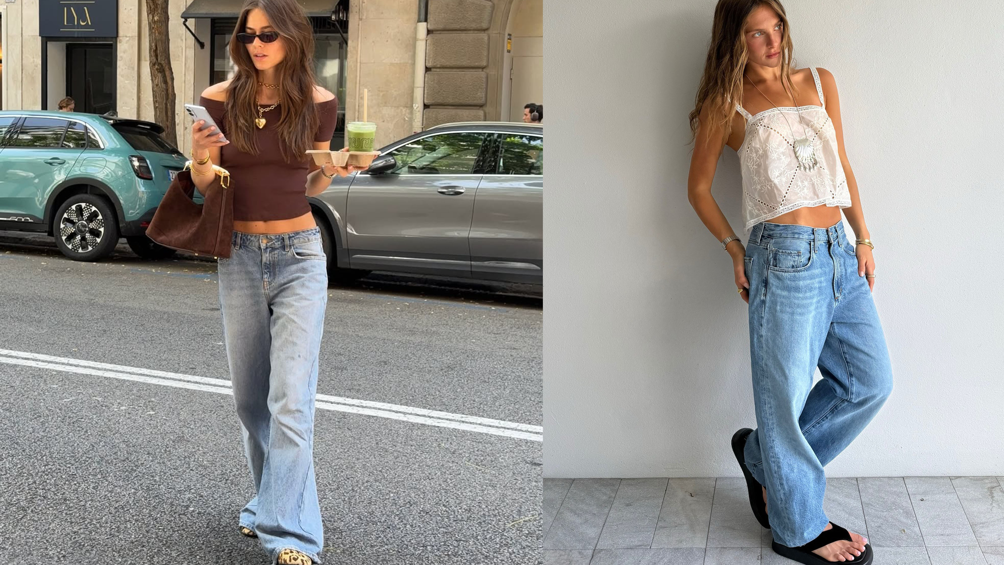 Women in baggy jeans and nice tops.