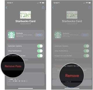 Tap Remove Pass, tap Remove