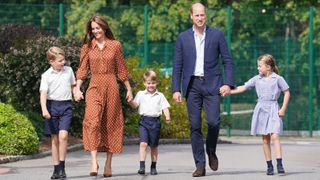 Prince William, Kate Middleton, Prince Louis, Prince William and Princess Charlotte arrive at Lambrook School