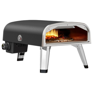 A black outdoor pizza oven by aidpiza