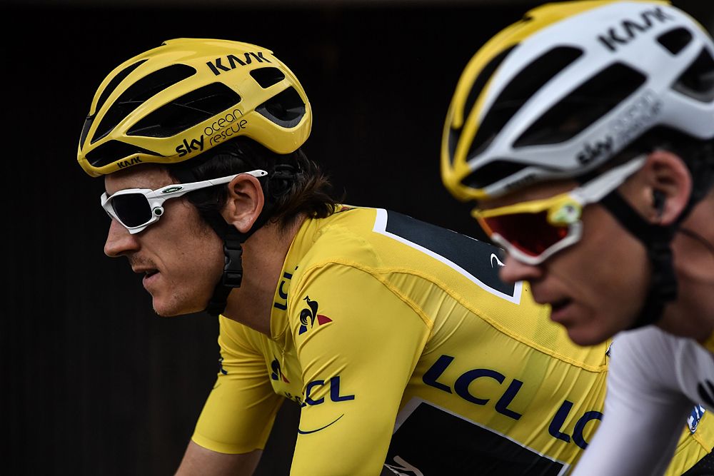 Geraint Thomas (Team Sky) and Chris Froome on the last stage at the Tour de France