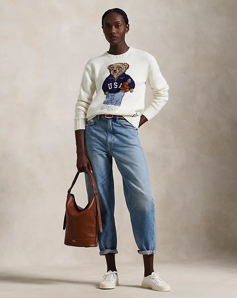 Polo Bear Cotton Linen Crewneck Jumper