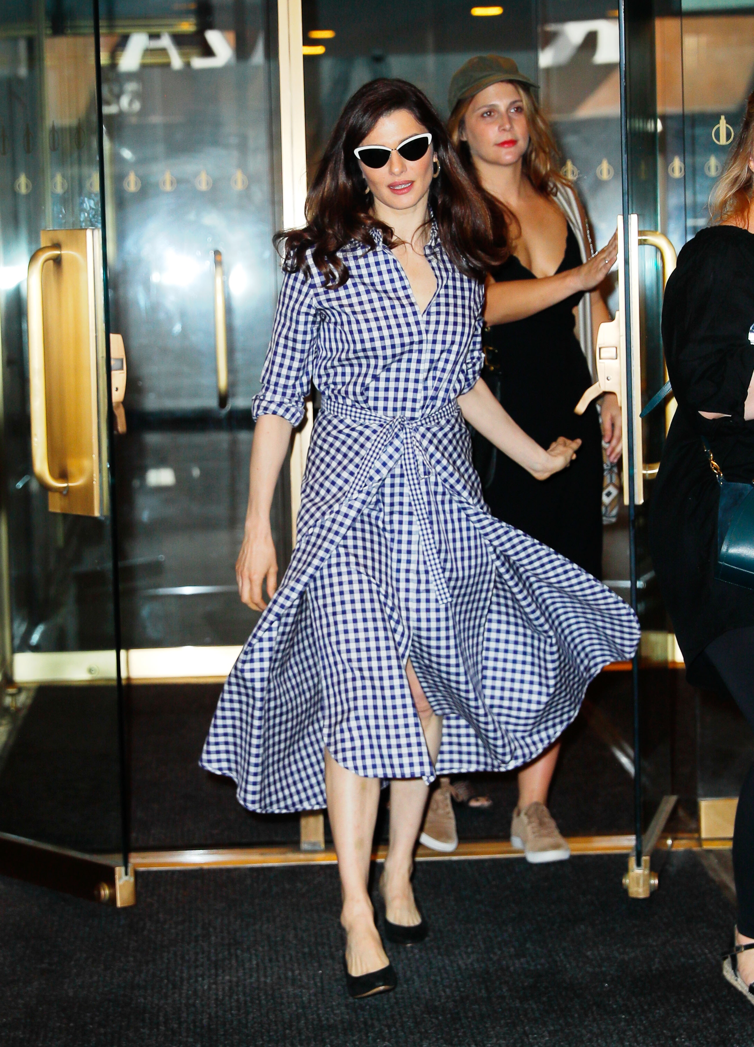 Rachel Weisz wearing gingham dress