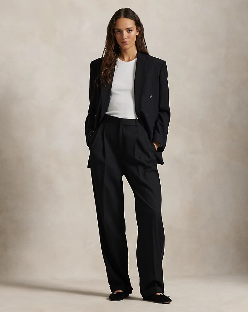 Wool Wide Leg Tuxedo Trouser