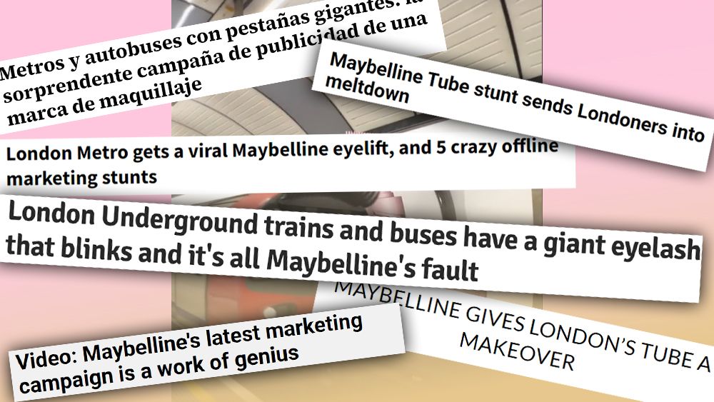 Maybelline train advert headlines