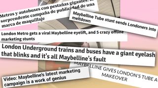 Maybelline train advert headlines