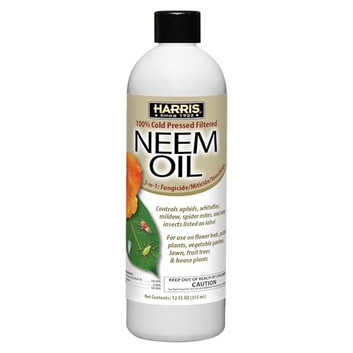 Harris Concentrated Neem Oil 100% Cold Pressed Filtered Oil Insecticide/miticide/fungicide, 12 Oz Concentrate