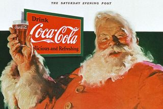 Advertisement for Coca-Cola featuring a painting of Father Christmas