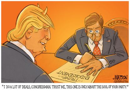 Political Cartoon U.S. Trump Endorsement 2016