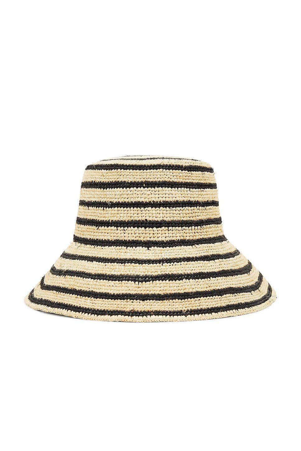 Striped raffia bucket hat