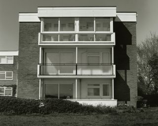 frinton park estate book image showing white modernist villa in black and white