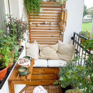 Small balcony with built in sofa