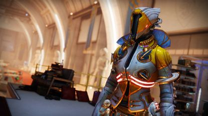 Destiny 2 Warlock wearing into the light parade armor set