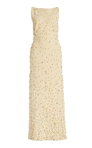 Claudia Embellished Crepe Maxi Dress