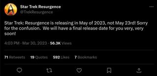 Star Trek: Resurgence launch date tweet
