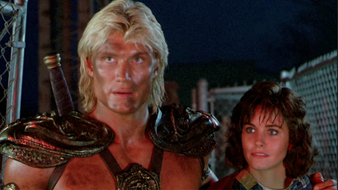 Dolph Lundgren and Courteney Cox in Masters of the Universe 1987
