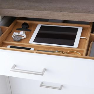 built in USB charging tray in drawer