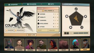 In-game screenshot of the player managing superheroes in Dispatch