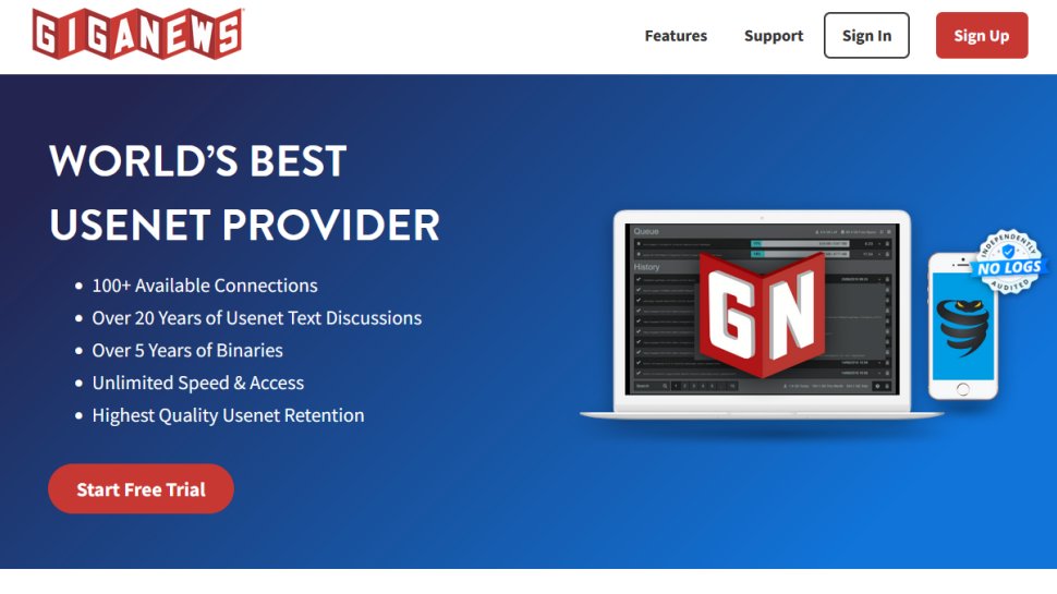 Giganews website screenshot (August 2025).