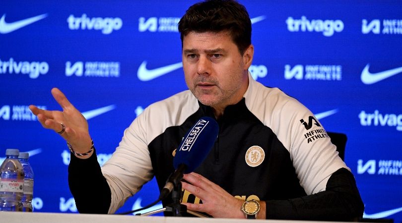 Chelea manager Mauricio Pochettino addresses the media in a press conference in December 2023.