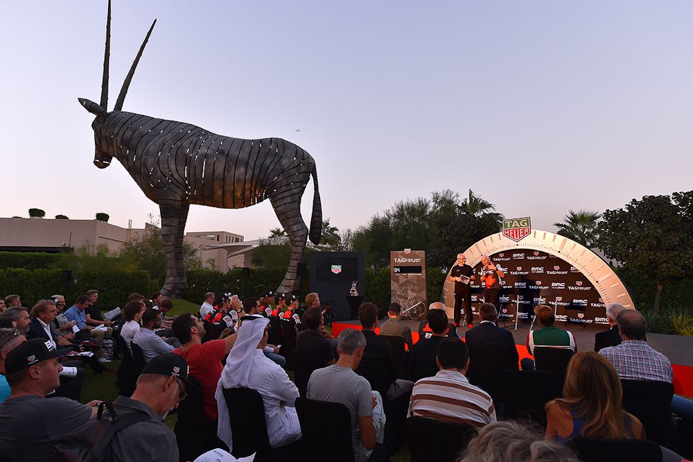 The new partnership between BMC Racing and Tag Heuer was announced at a sunset press conference in Qatar