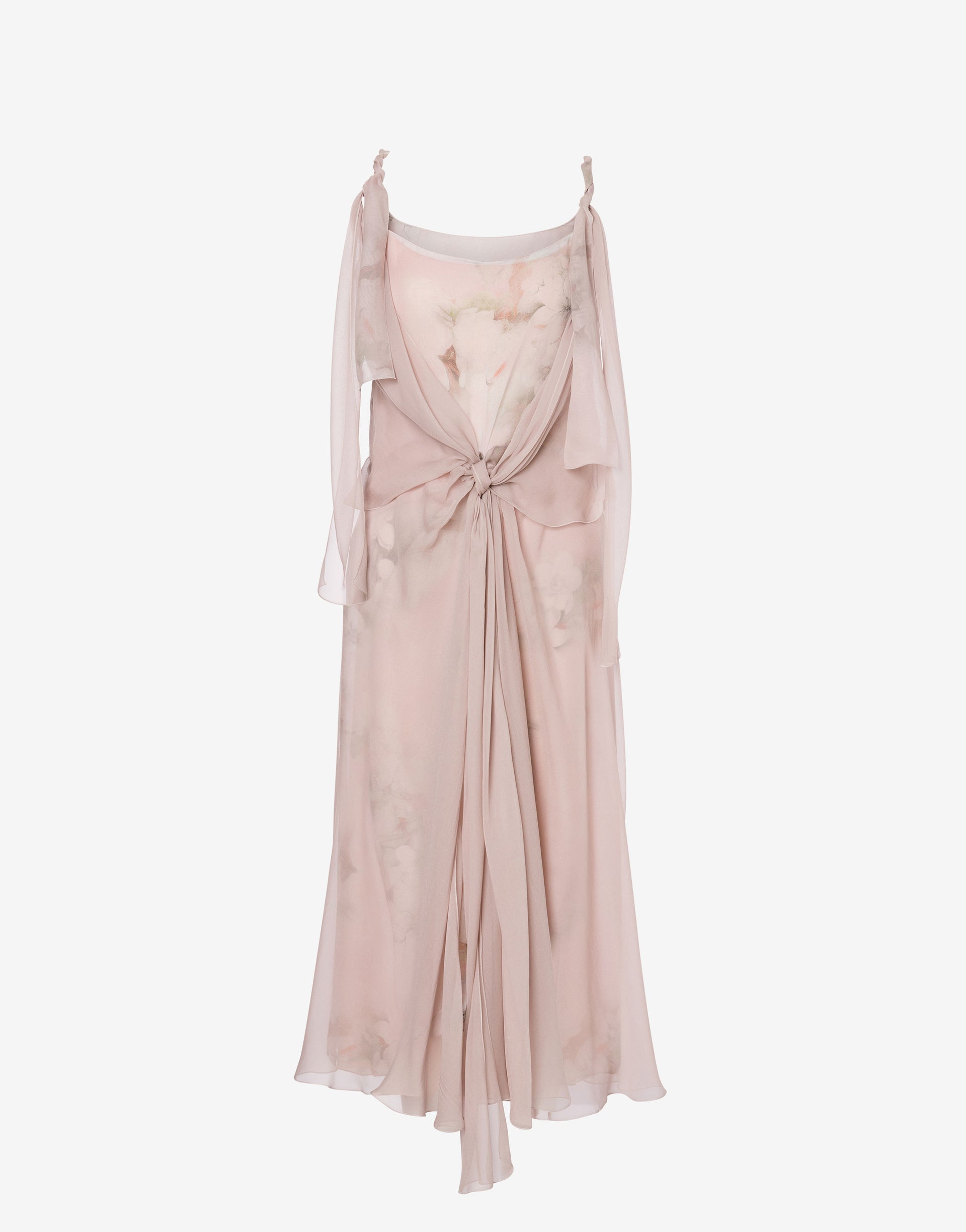 Sleevless Chiffon Dress With Floral Print - 36