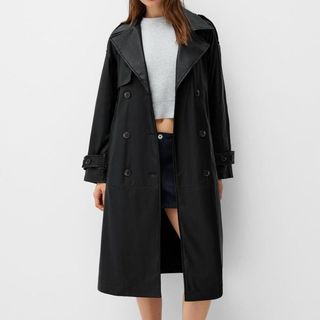 Leather trench coat from Bershka 